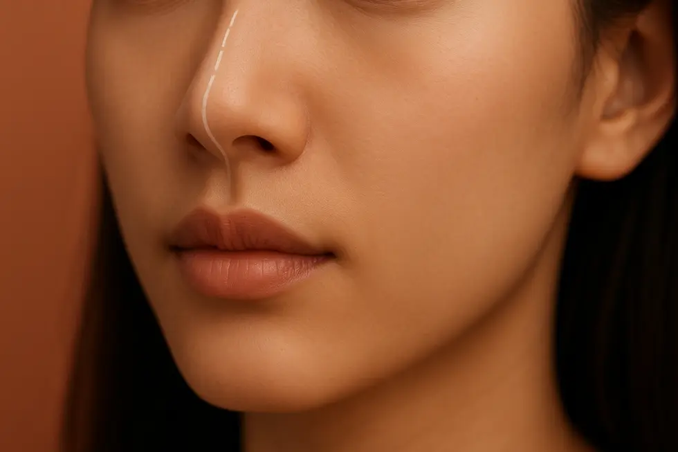 Detailed view of a nose, illustrating the focus of rhinoplasty surgery.