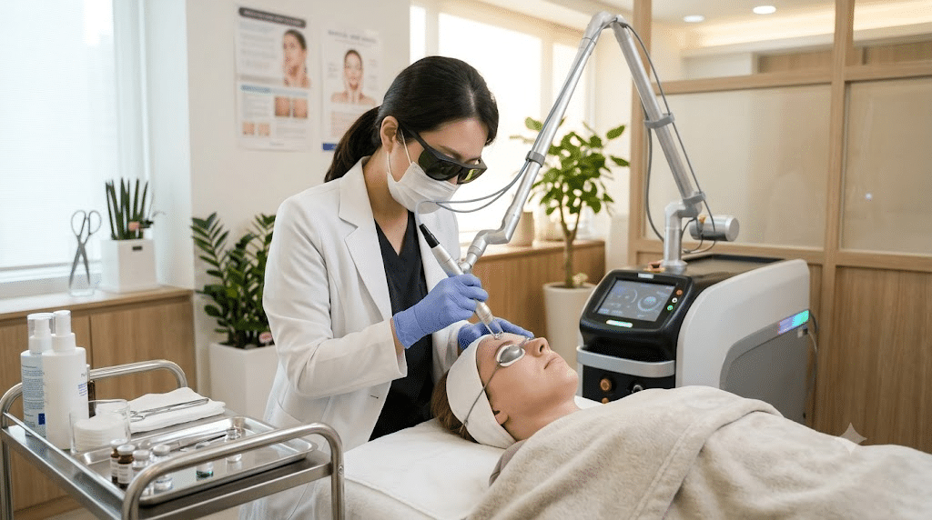 PicoSure laser treatment at a Korean dermatology clinic