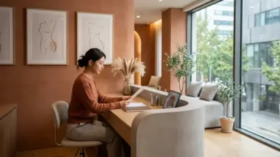 An elegant aesthetic clinic setting in Seoul focusing on body contouring.