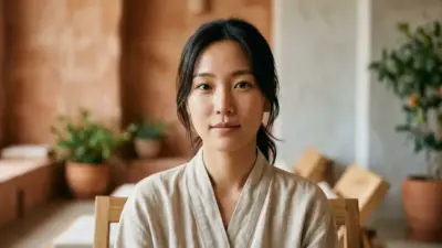A beautiful portrait of an Asian woman with a natural double eyelid crease, radiating confidence.
