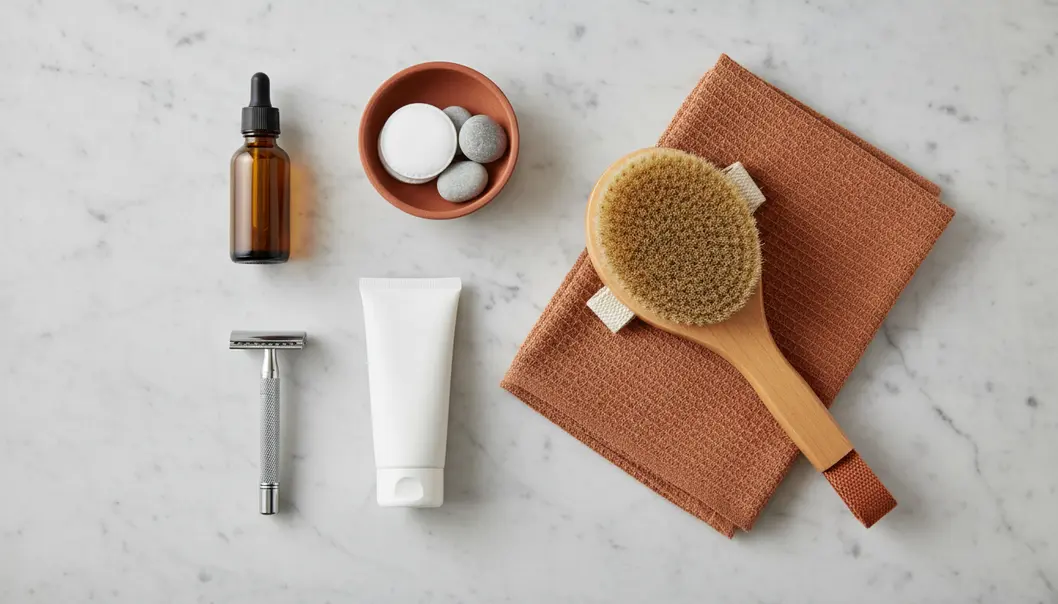 Popular tools and products for male body hair removal.