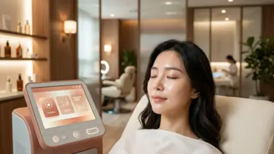 A high-tech dermatology clinic setting highlighting skin treatment and beauty in South Korea.