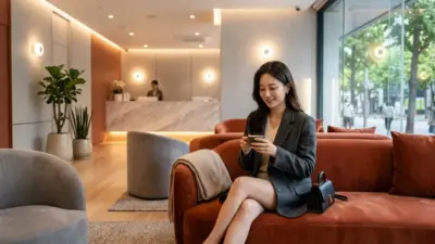 The luxurious and modern interior of a high-end aesthetic clinic in Sinsa-dong, Seoul.