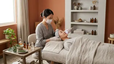 A serene and luxurious spa environment highlighting a high-tech facial machine for Ionzyme treatments.