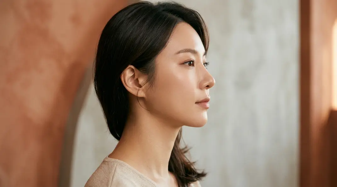 A beautifully structured nose silhouette conveying confidence and medical aesthetics.