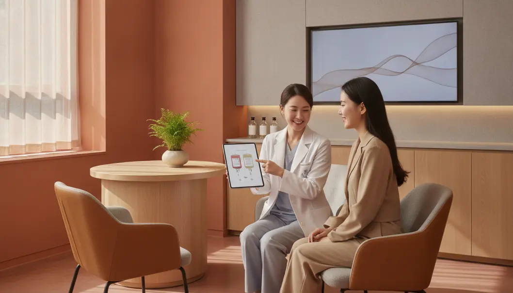 A standard consultation before receiving a customized IV vitamin therapy in Seoul.
