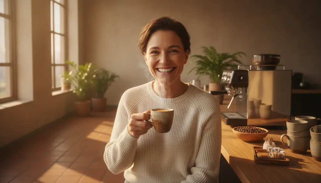 Enjoying a quick and delicious espresso straight from the microwave.