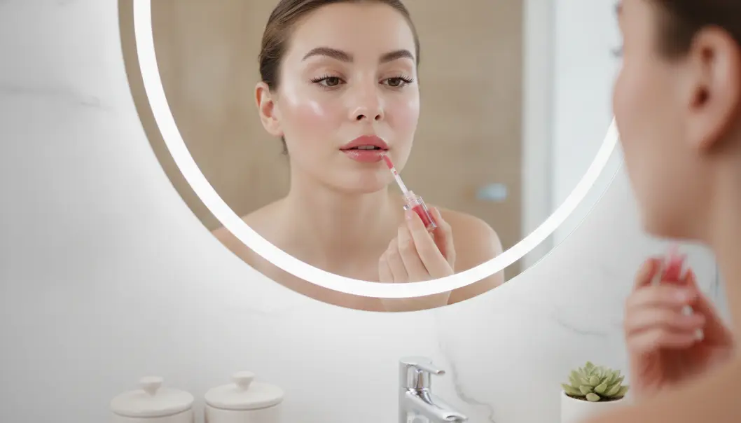 Applying Etude House products for a healthy, glowing look.