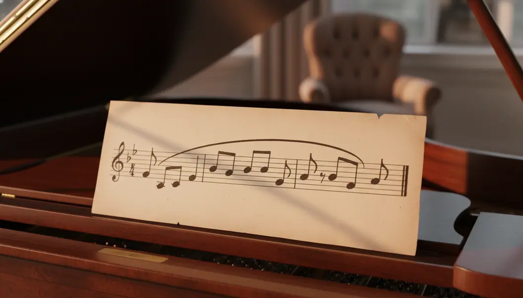 A curved slur line over notes indicates they should be played smoothly and connected.