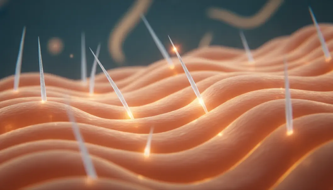 Microscopic view of how marine spicules deliver ingredients into the skin.