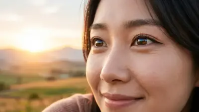 Clear, bright eyes looking confidently towards the future after successful vision correction.