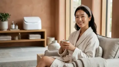 Woman with glowing skin in a relaxing spa setting
