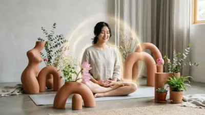 A beautiful, soothing visual representation of feminine intimate wellness, featuring soft botanical elements and a terracotta color palette.