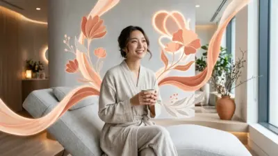 An elegant visualization of women's wellness in warm terracotta and soft gray tones.