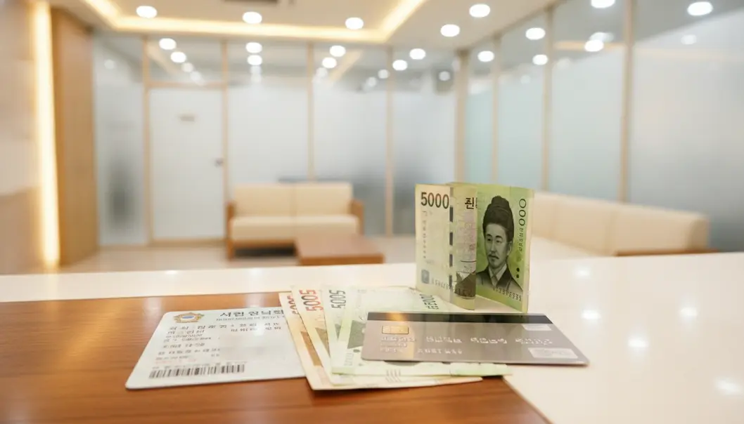 The three main components for easy clinic payments in Korea: your ID, a card, and some backup cash.