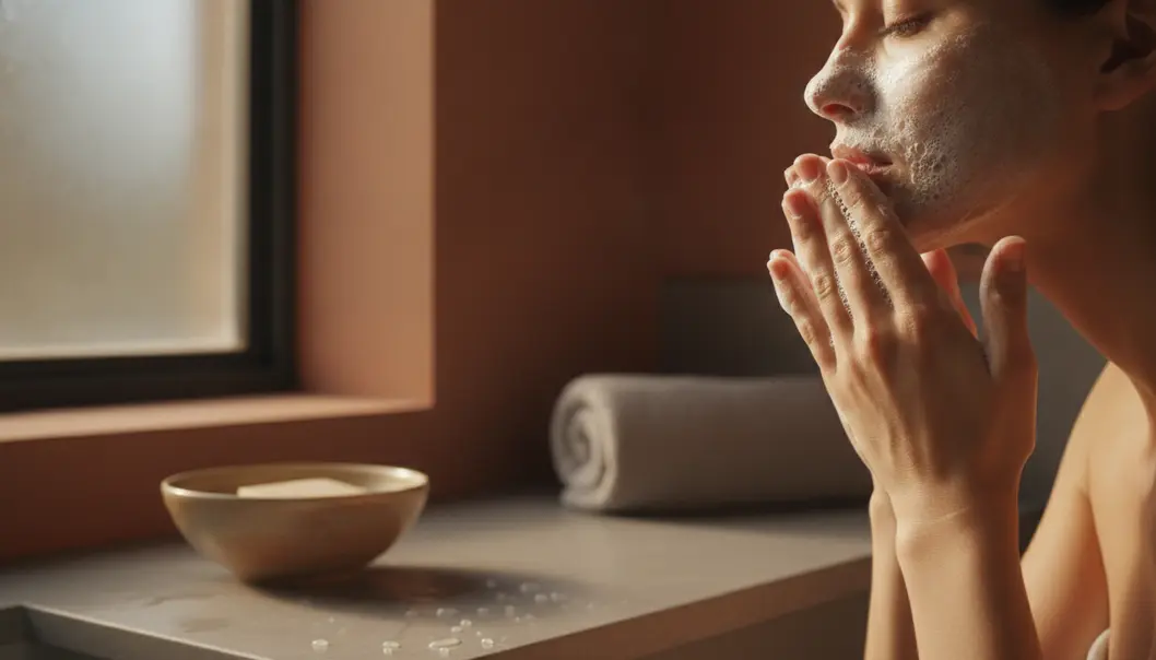 Start your morning with a gentle, non-stripping cleanser to maintain a healthy skin barrier.