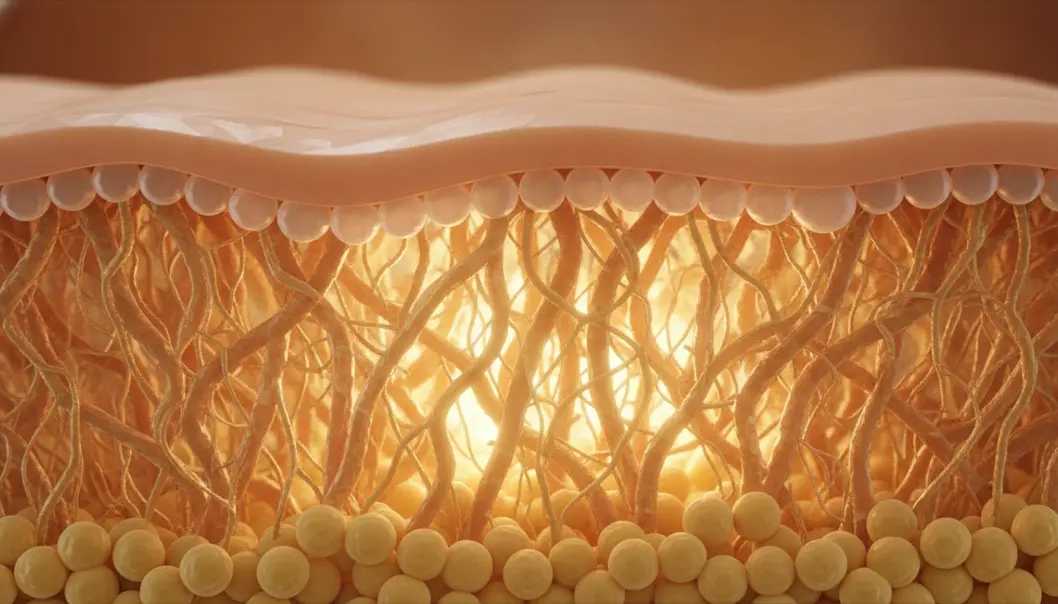 A visual representation of the collagen and elastin network that keeps skin firm.
