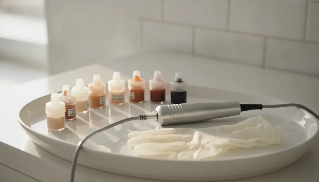 Professional tools used for stretch mark camouflage and inkless revision.