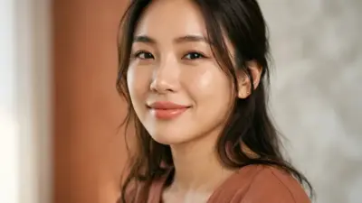 A beautiful woman with softly tinted, naturally glowing pink lips resulting from a healed lip blush tattoo.