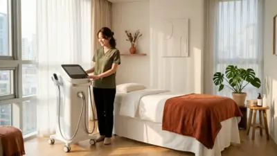 A state-of-the-art TrueSculpt machine in a serene, modern medical spa room.