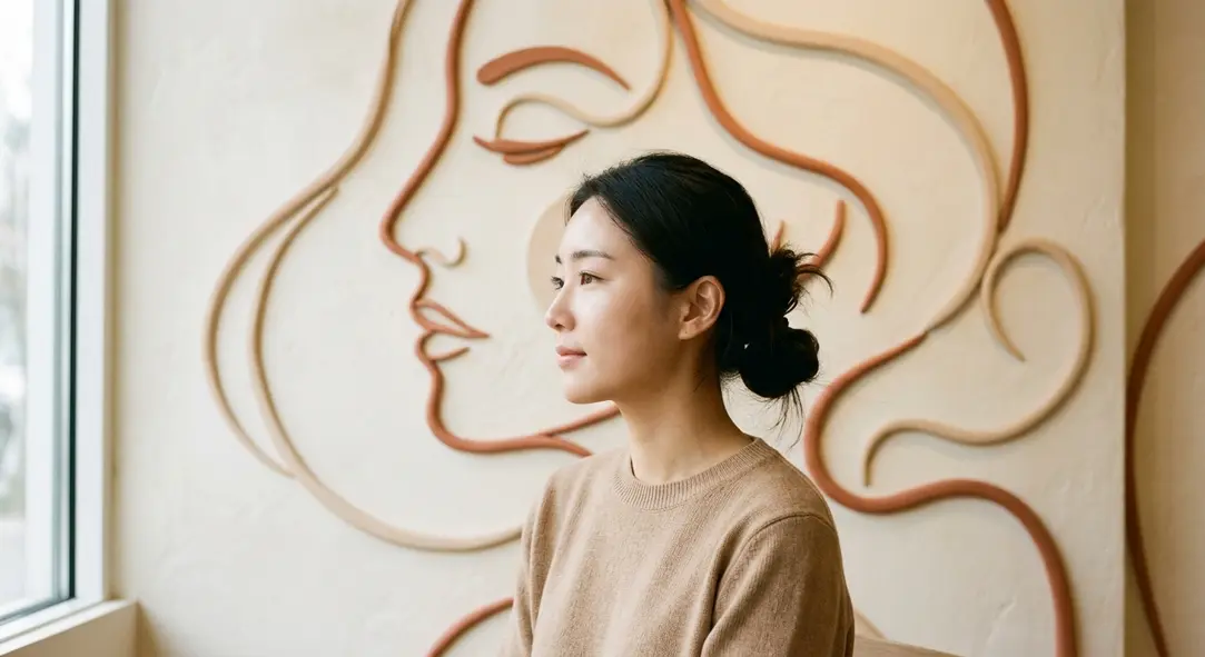 Abstract conceptual illustration of a graceful face profile representing facial contour restoration.