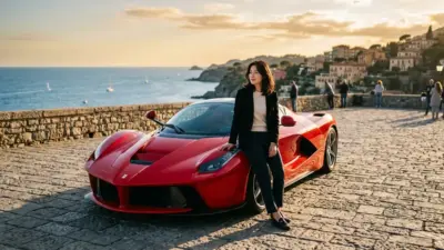 A striking front-angle view of a red Ferrari LaFerrari hypercar parked elegantly.