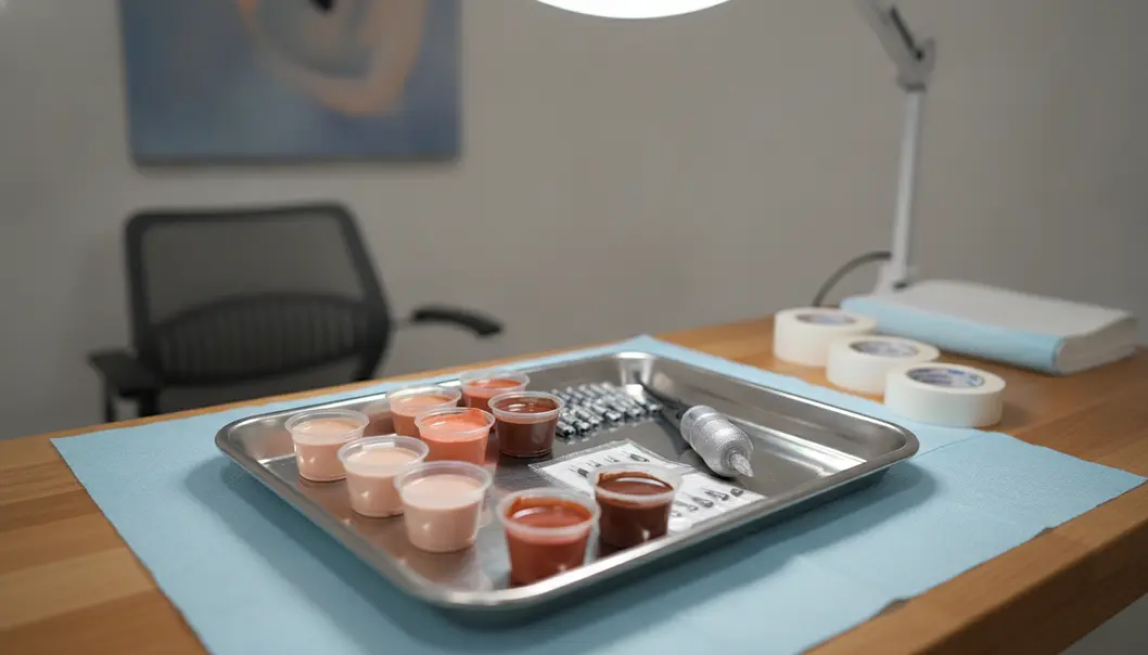 Artists use a specialized palette of skin-toned pigments to recreate hyper-realistic shadows and textures.