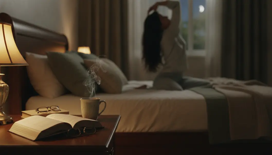 Relaxing the mind with warm tea and stretching is just as crucial as skincare in a Korean night routine.