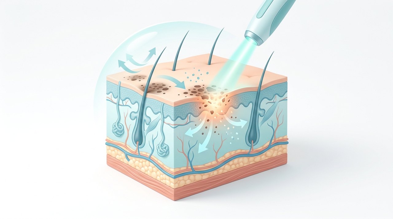 freckle sunspot removal laser korea comparative infographic of penetration depth, clinical efficacy duration and discomfort index