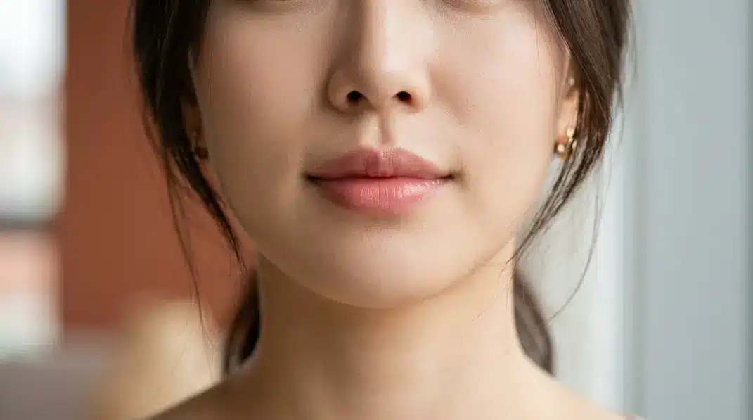 A beautiful, close-up photo of perfectly balanced lips highlighting aesthetic harmony.
