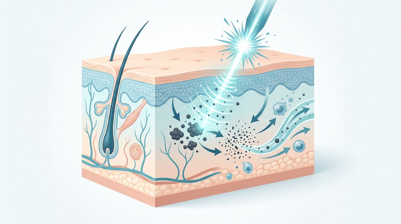 picosecond laser tattoo removal korea comparative infographic of penetration depth, clinical efficacy duration and discomfort index