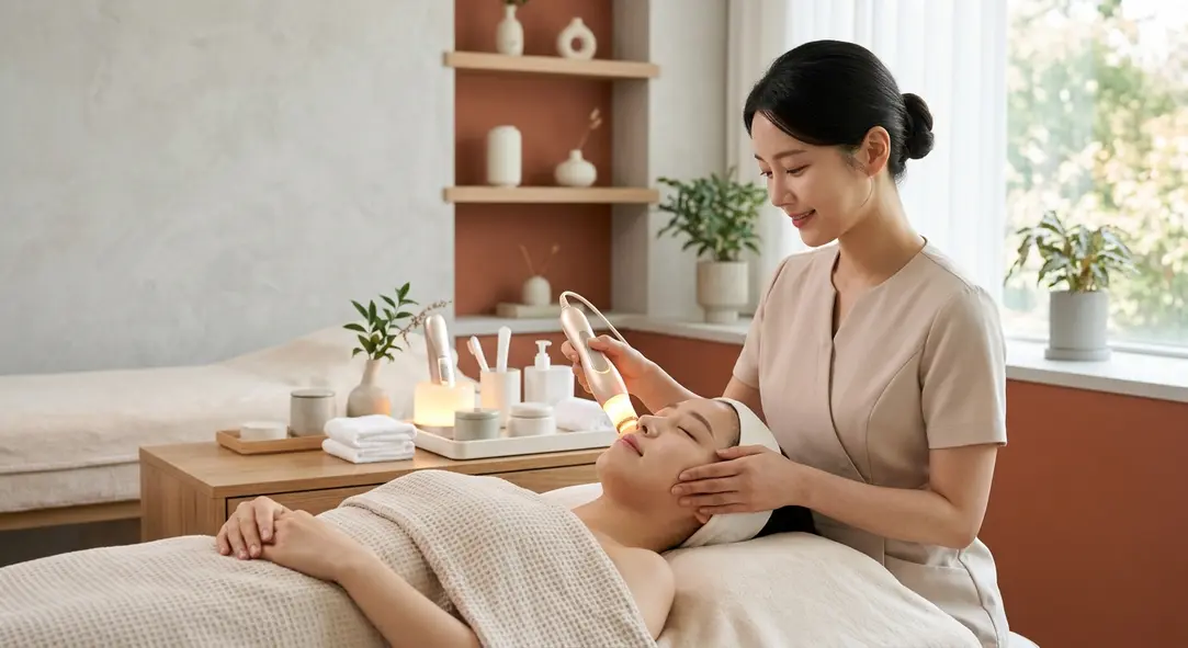 A pristine and modern beauty clinic showcasing aesthetic treatment devices