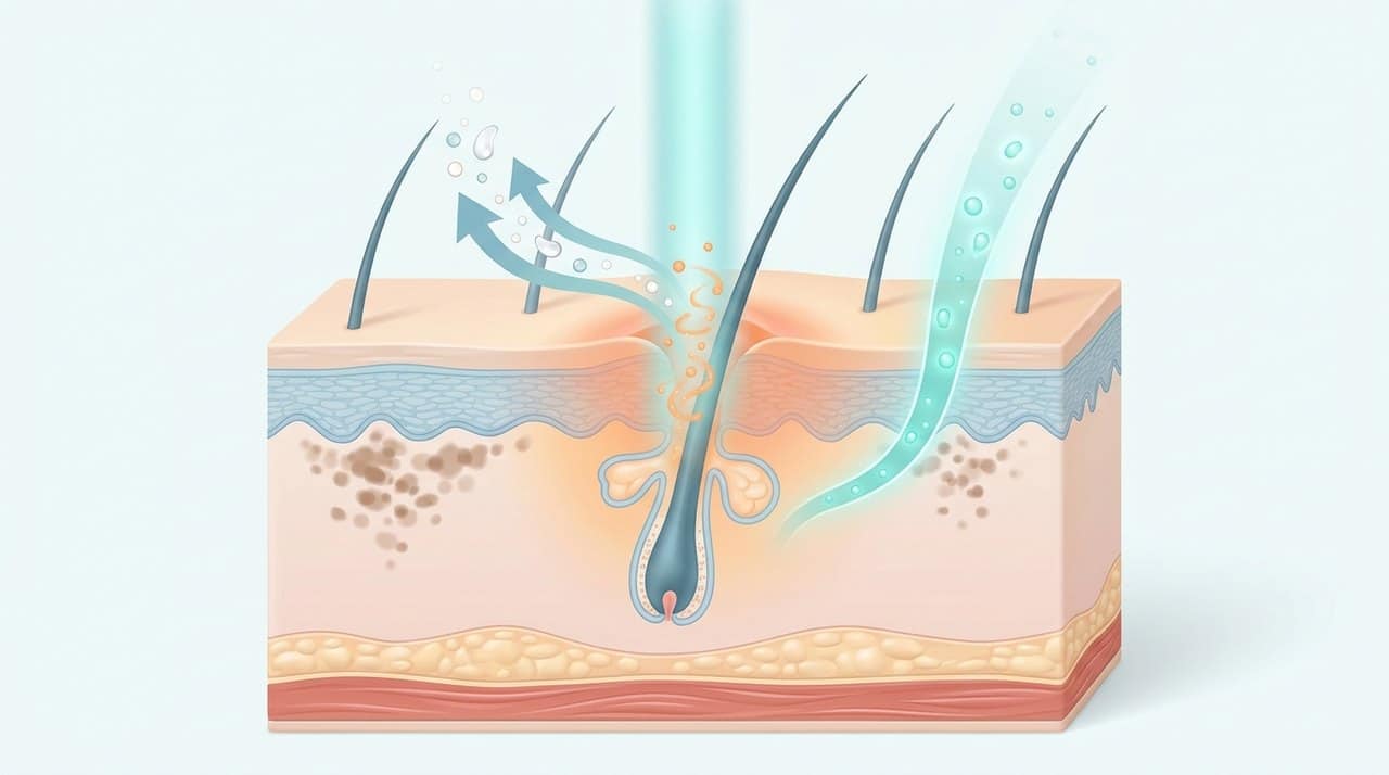 active acne treatment korea clinic comparative infographic of penetration depth, clinical efficacy duration and discomfort index