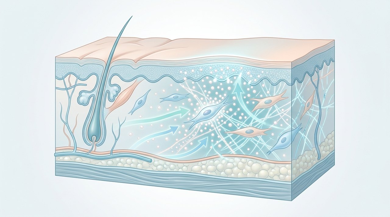 amino acid skin booster korea comparative infographic of penetration depth, clinical efficacy duration and discomfort index