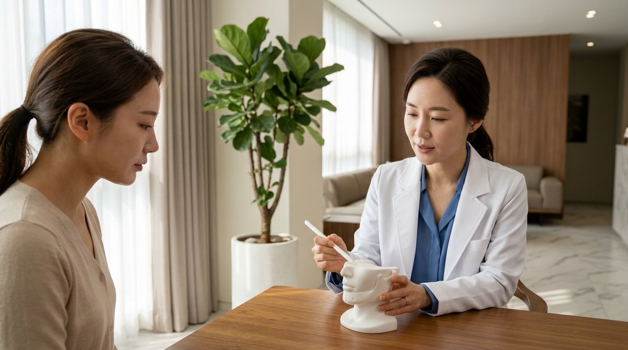 chin augmentation filler cost factors consultation with a board-certified Korean dermatologist using skin diagnostic imaging