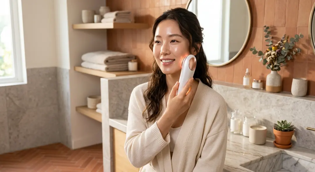 A woman with glowing skin reflecting the benefits of Collaum collagen treatments.