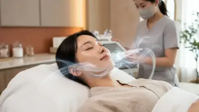 A conceptual, photorealistic image of glowing, smooth skin surrounded by soft kinetic air streams, representing the Enerjet treatment.