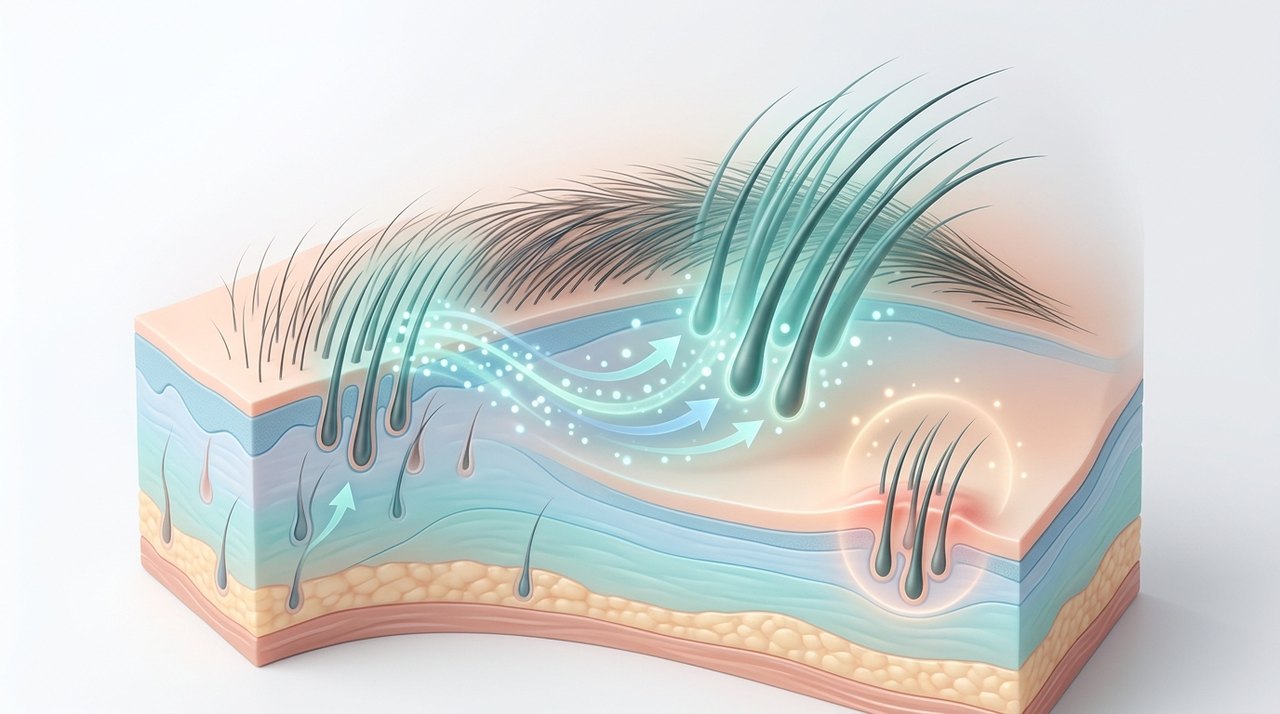 eyebrow hair transplant korea comparative infographic of penetration depth, clinical efficacy duration and discomfort index