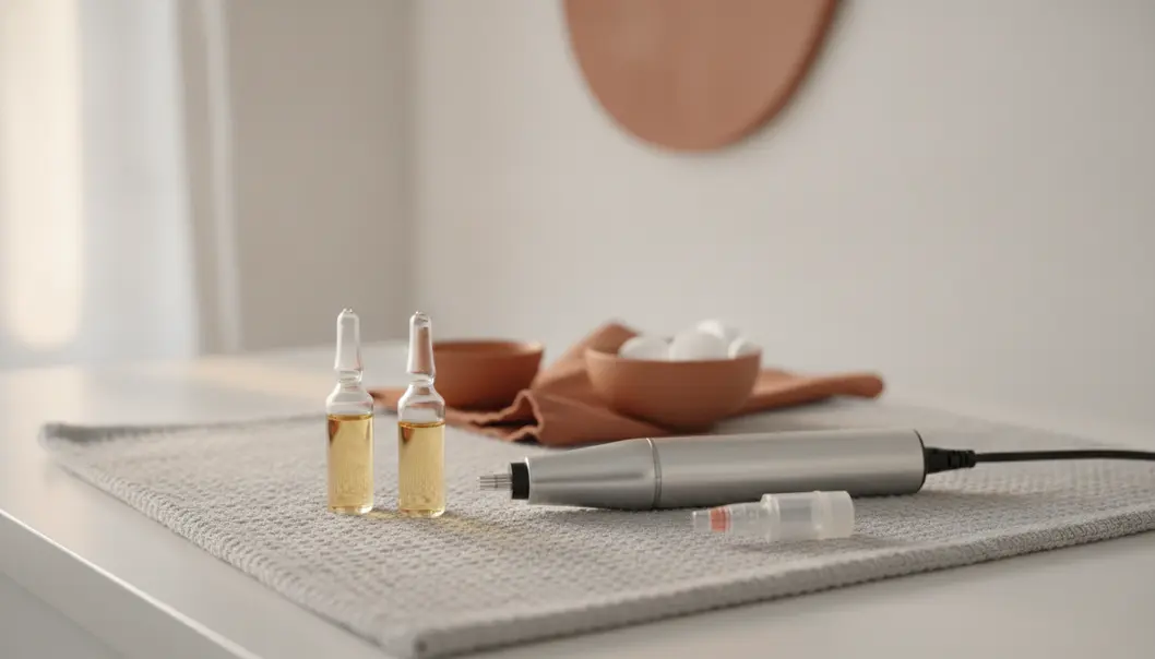 The standard microneedling procedure setup for Rejuran Tone-Up Booster.