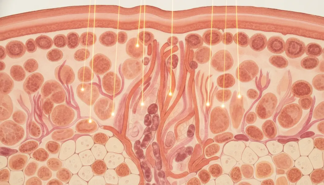 Fractional laser technology creates micro-wounds to stimulate deep tissue collagen production.