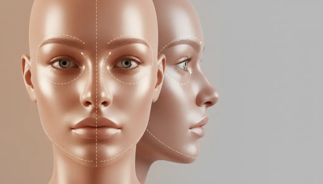 Understanding the different target areas for facial cosmetic enhancements.