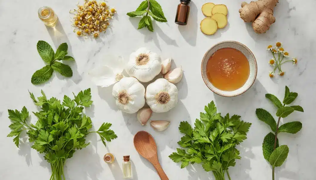 Mint and parsley are excellent natural remedies for neutralizing garlic breath.
