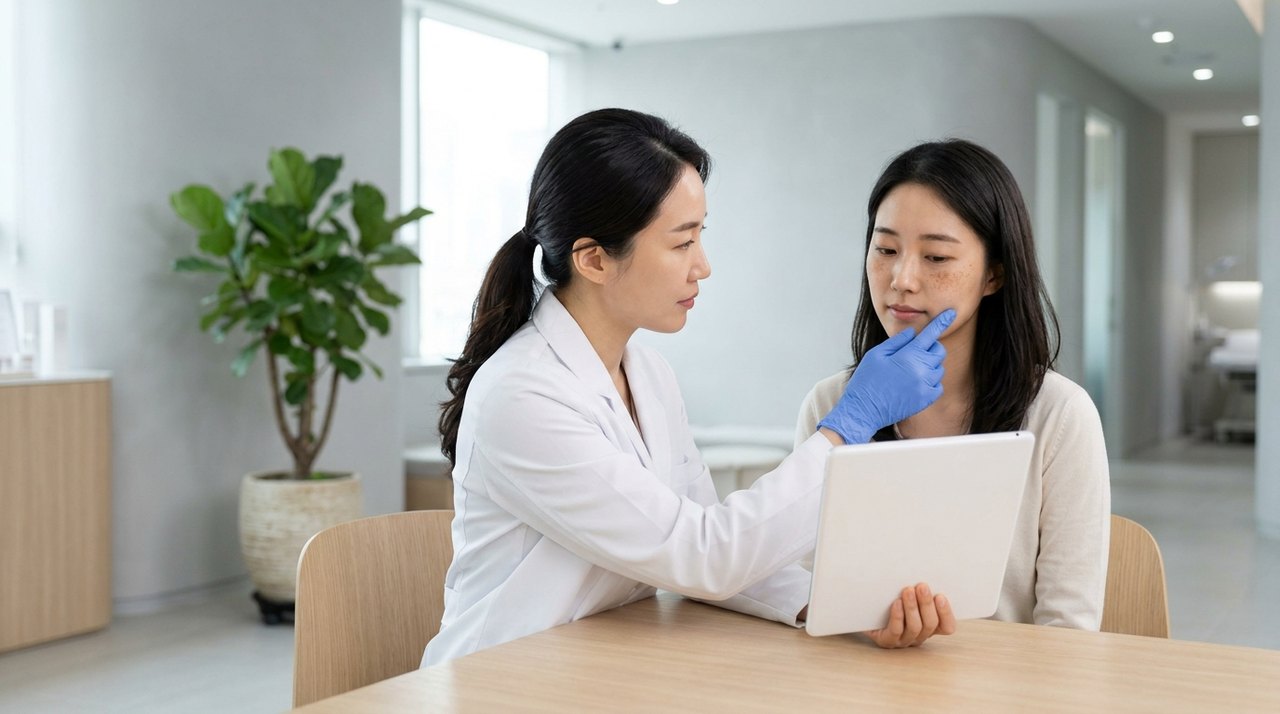 freckle sunspot removal laser korea consultation with a board-certified Korean dermatologist using skin diagnostic imaging