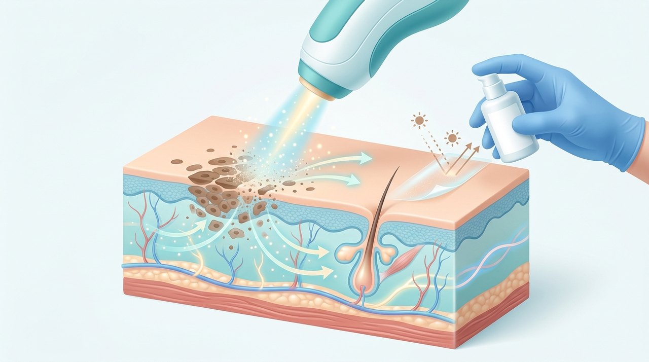 freckle sunspot removal laser korea comparative infographic of penetration depth, clinical efficacy duration and discomfort index
