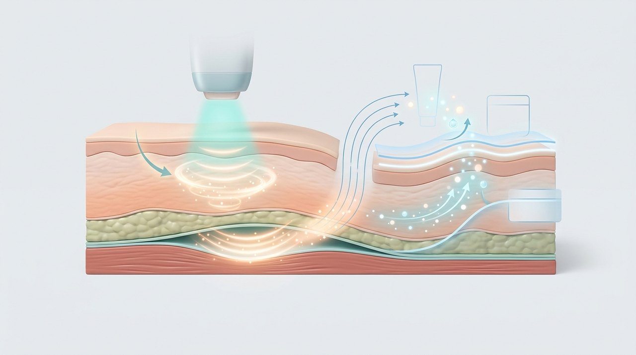skin lifting treatment comparative infographic of penetration depth, clinical efficacy duration and discomfort index