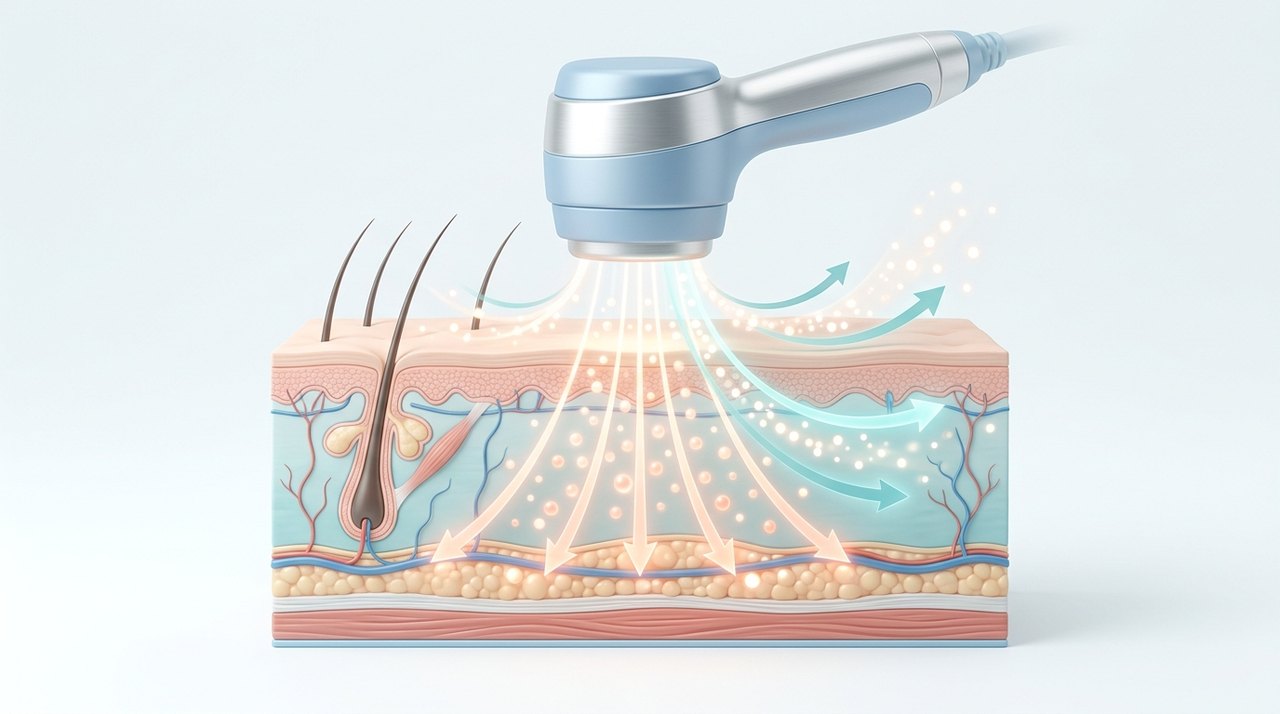 skin lifting treatment comparative infographic of penetration depth, clinical efficacy duration and discomfort index
