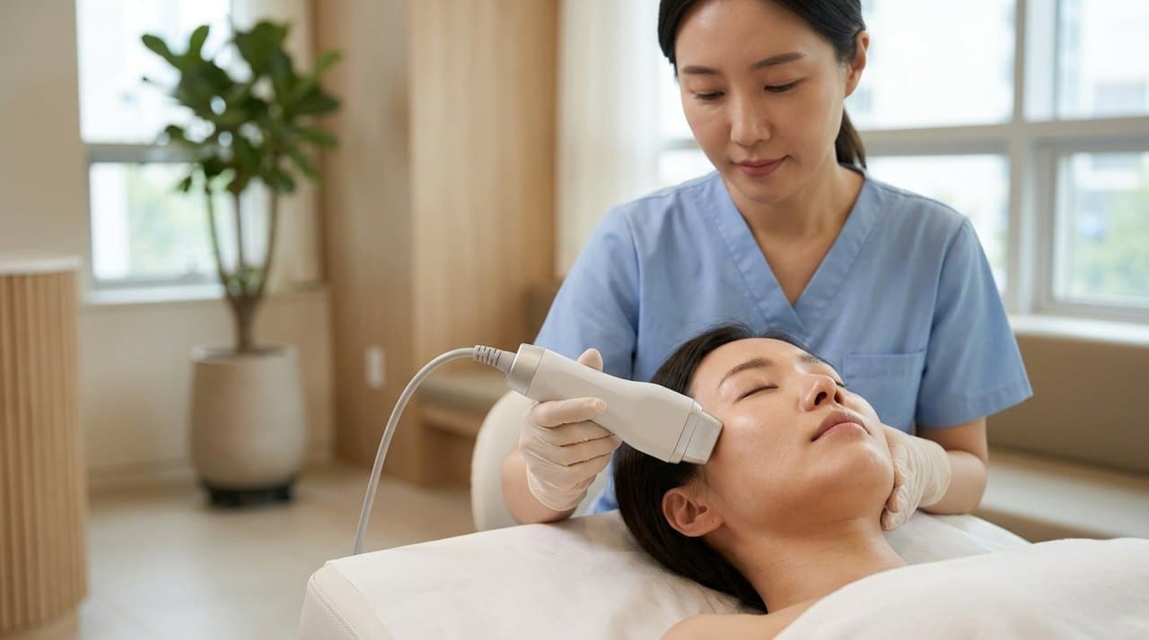skin lifting treatment consultation with a board-certified Korean dermatologist using skin diagnostic imaging
