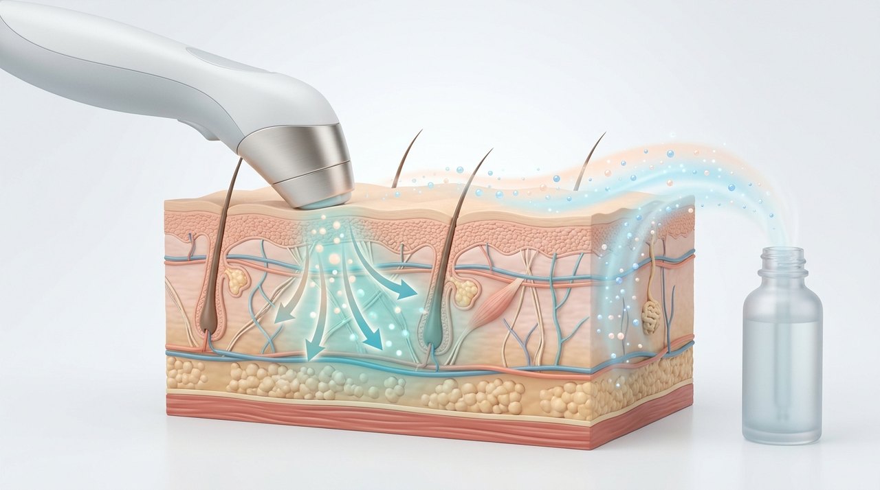 skin lifting treatment comparative infographic of penetration depth, clinical efficacy duration and discomfort index