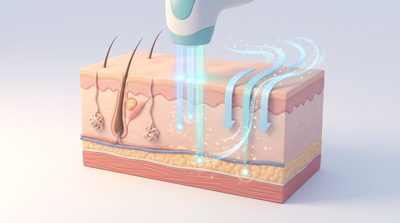skin lifting treatment comparative infographic of penetration depth, clinical efficacy duration and discomfort index