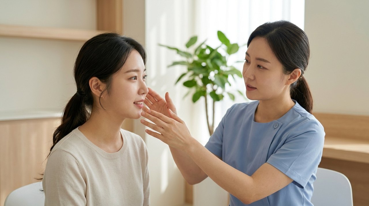 gummy smile botox ideal candidates consultation with a board-certified Korean dermatologist using skin diagnostic imaging